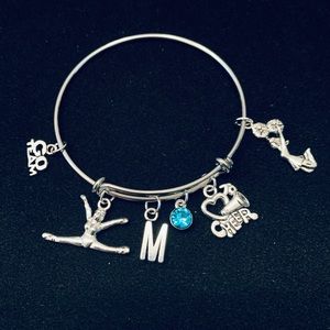 Cheerleader/Cheer themed bangle bracelet personalized